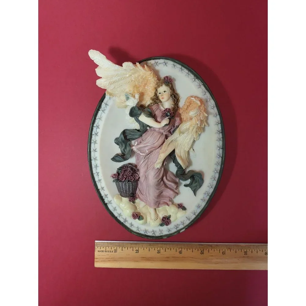 Vintage Porcelain Angel Wall Hanging 3D Plaque